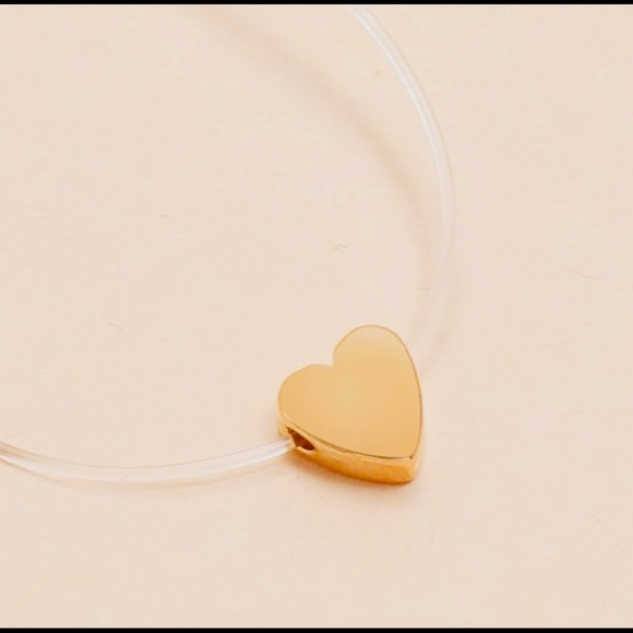Dainty Choker Heart Gold Clear Necklace - Picture 2 of 4